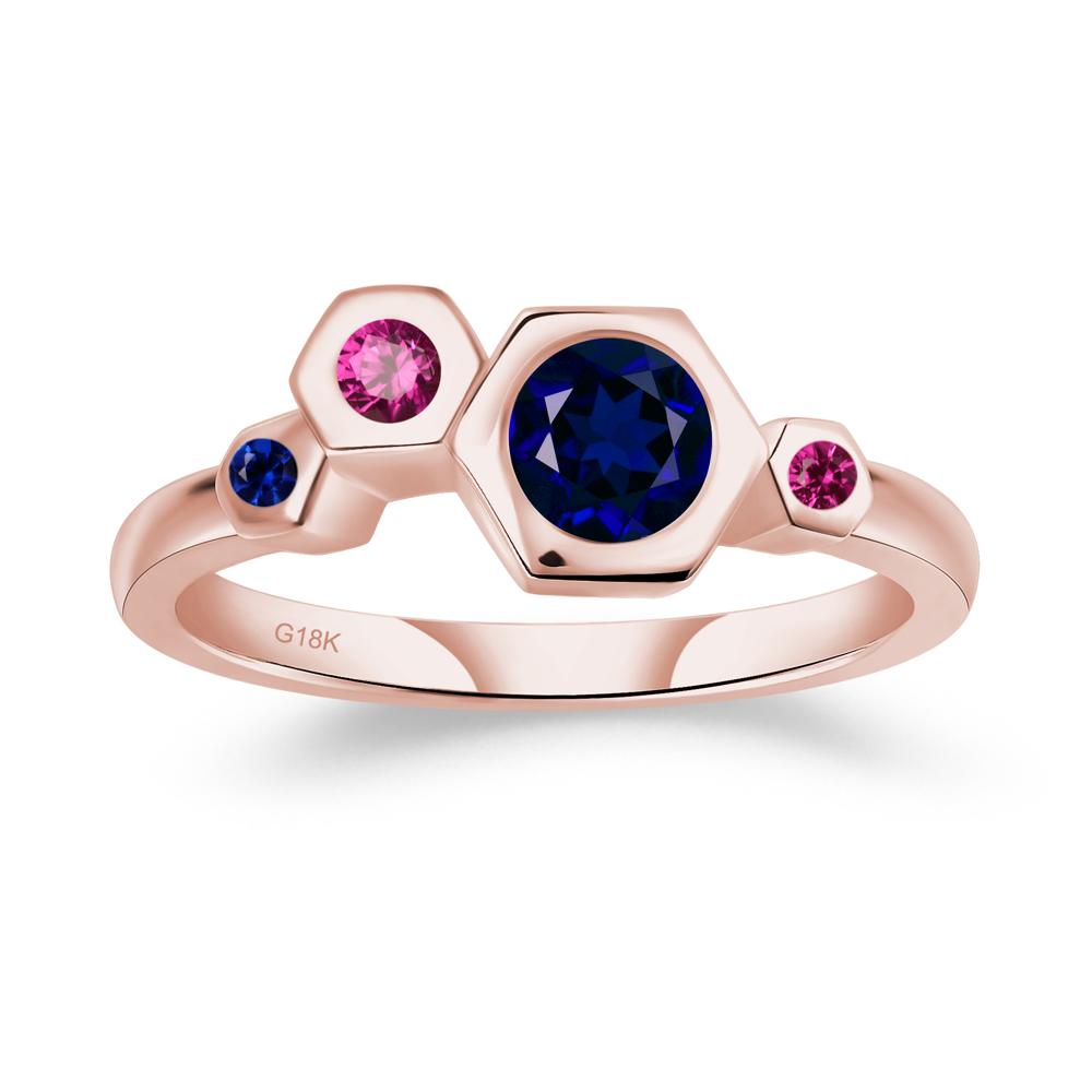 Dainty Sapphire Honeycomb Ring - LUO Jewelry #metal_18k rose gold