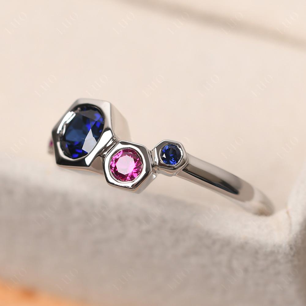 Dainty Sapphire Honeycomb Ring - LUO Jewelry