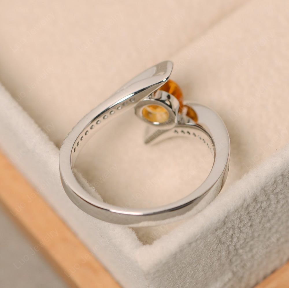 Dainty Citrine Engagement Ring Half Bezel Set - LUO Jewelry