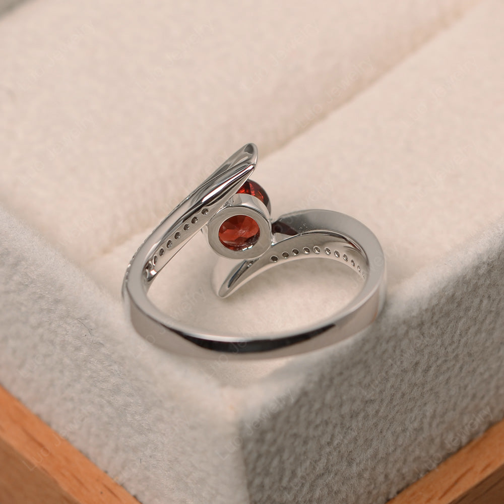 Dainty Garnet Engagement Ring Half Bezel Set - LUO Jewelry