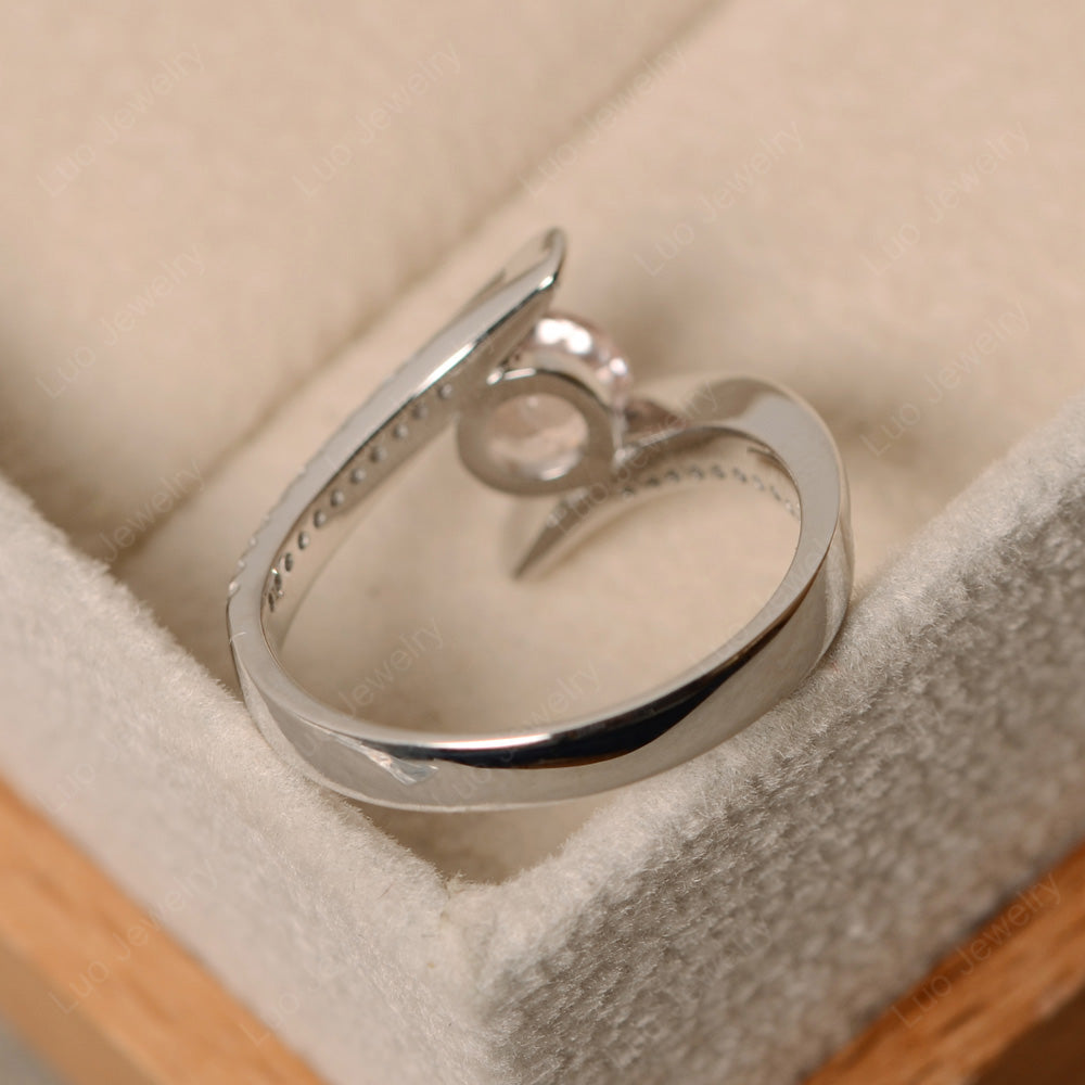 Dainty Morganite Engagement Ring Half Bezel Set - LUO Jewelry