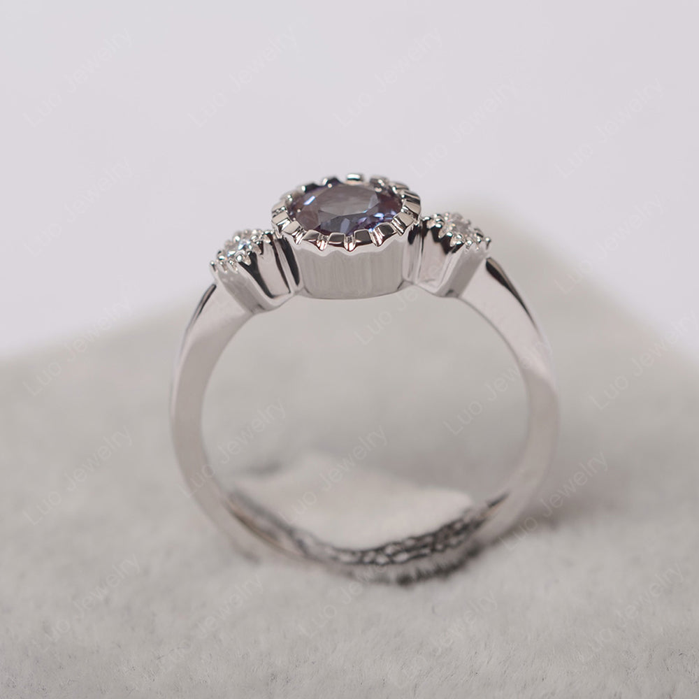 Vintage Alexandrite Ring Bezel Set Art Deco - LUO Jewelry