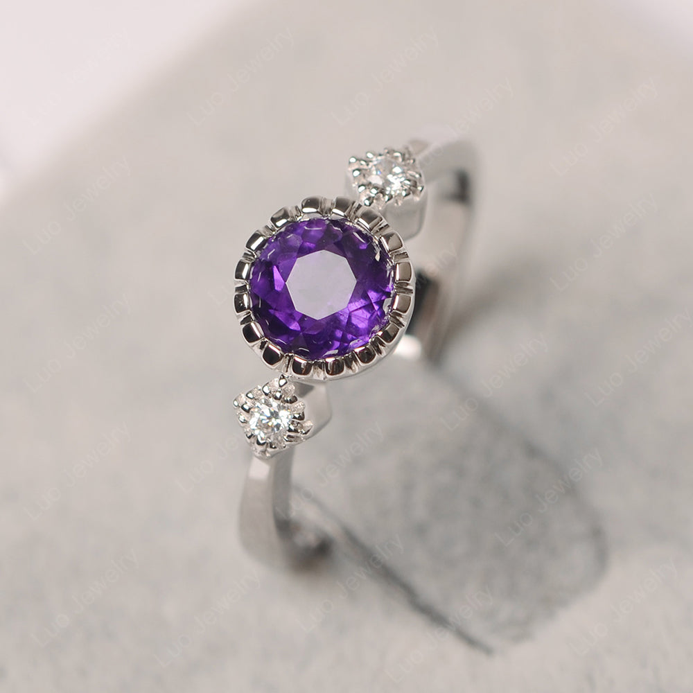 Vintage Amethyst Ring Bezel Set Art Deco - LUO Jewelry