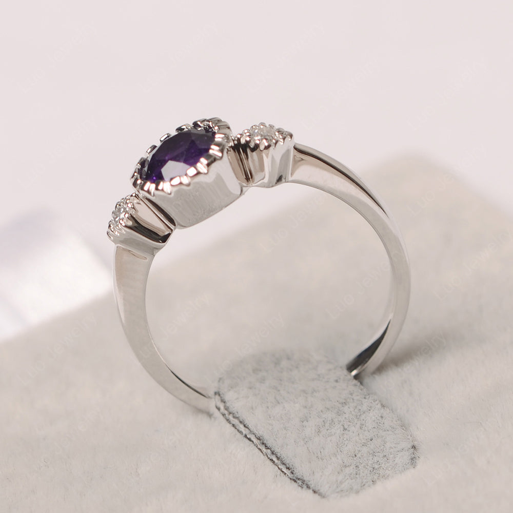 Vintage Amethyst Ring Bezel Set Art Deco - LUO Jewelry