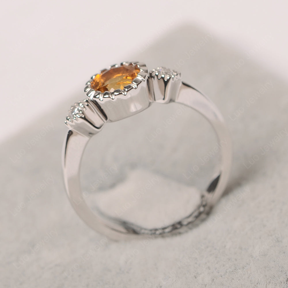 Vintage Citrine Ring Bezel Set Art Deco - LUO Jewelry