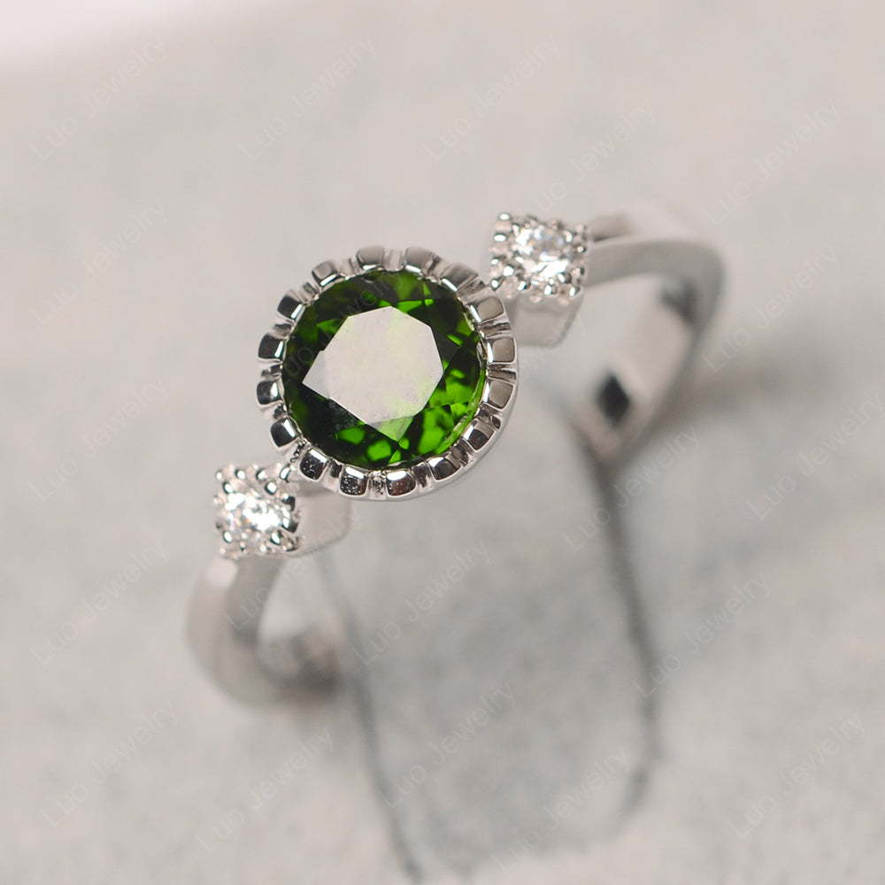 Vintage Diopside Ring Bezel Set Art Deco - LUO Jewelry