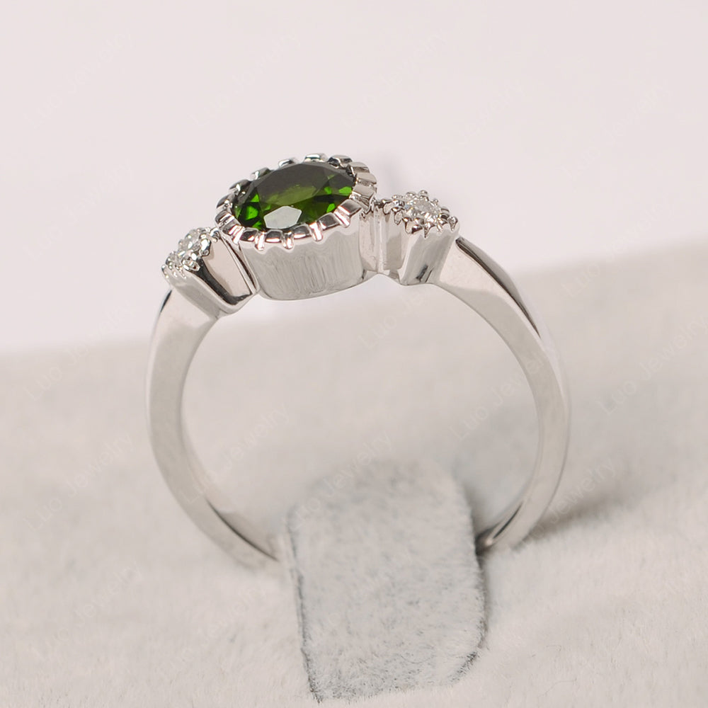 Vintage Diopside Ring Bezel Set Art Deco - LUO Jewelry