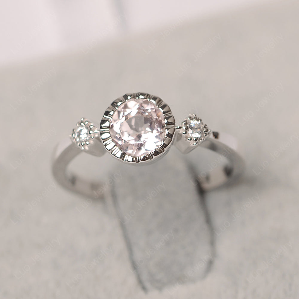 Vintage Morganite Ring Bezel Set Art Deco - LUO Jewelry