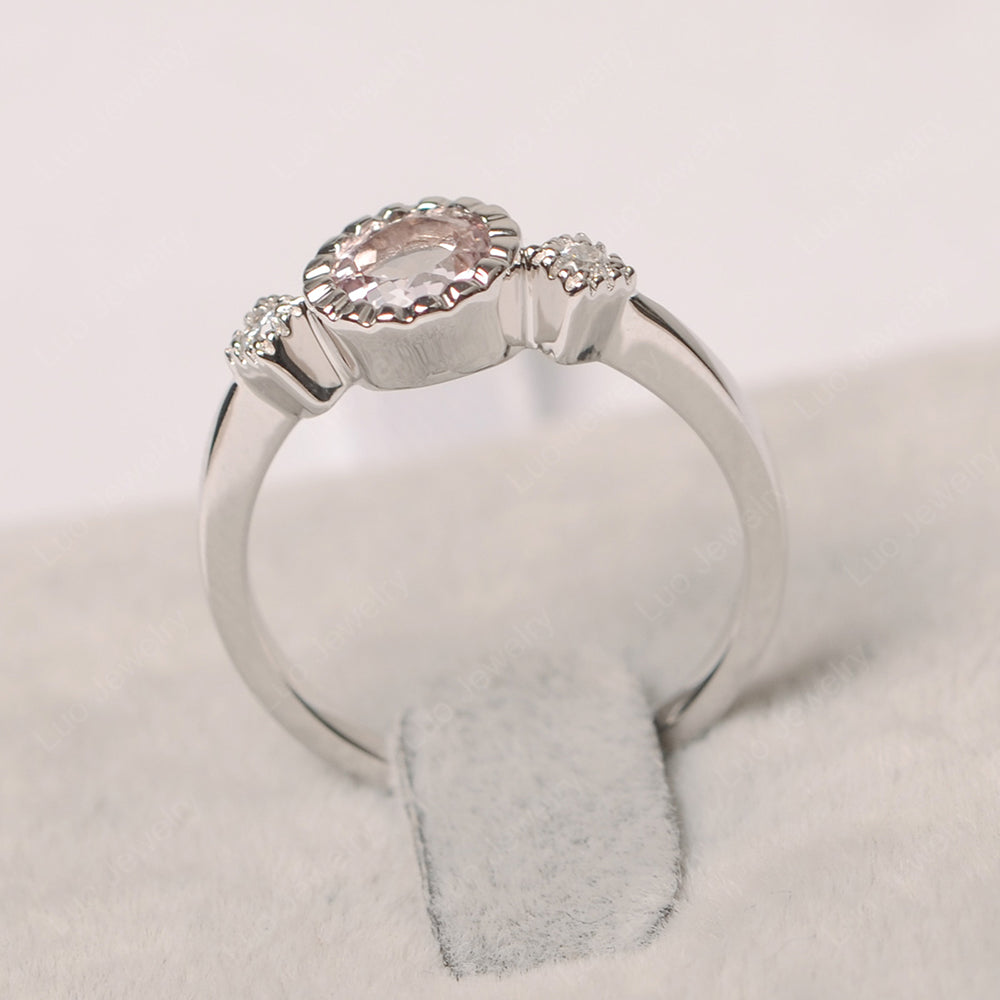 Vintage Morganite Ring Bezel Set Art Deco - LUO Jewelry