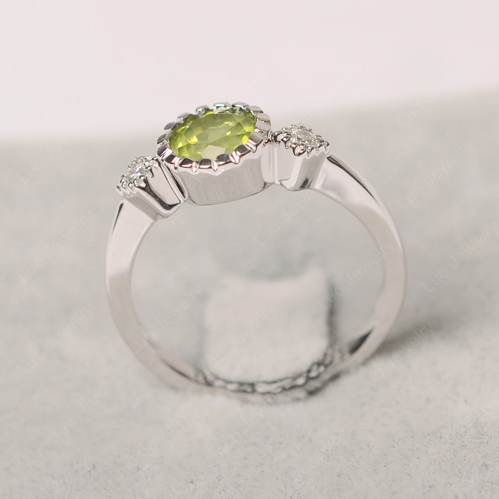 Vintage Peridot Ring Bezel Set Art Deco - LUO Jewelry