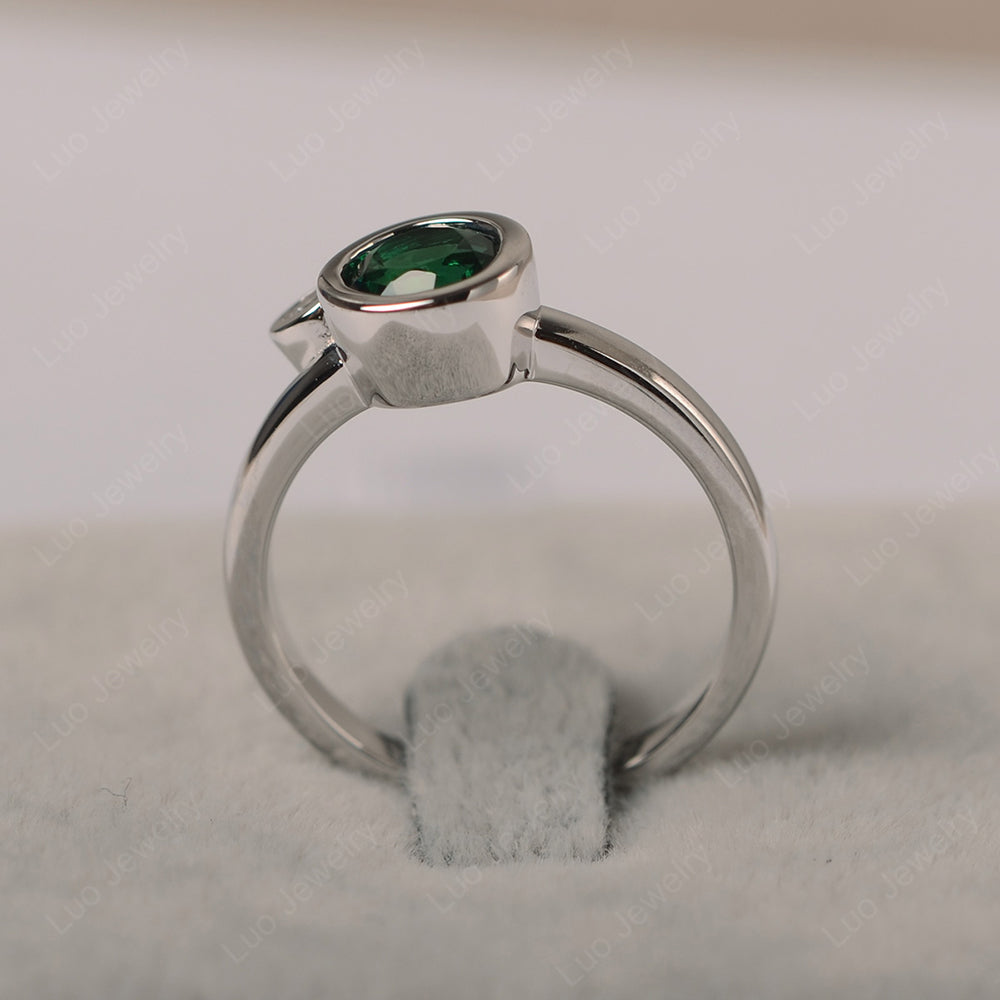 2 Stone Bezel Set Lab Emerald Mothers Ring - LUO Jewelry