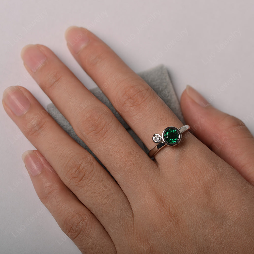2 Stone Bezel Set Lab Emerald Mothers Ring - LUO Jewelry