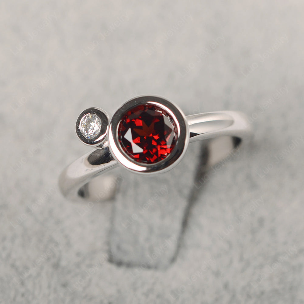 2 Stone Bezel Set Garnet Mothers Ring - LUO Jewelry