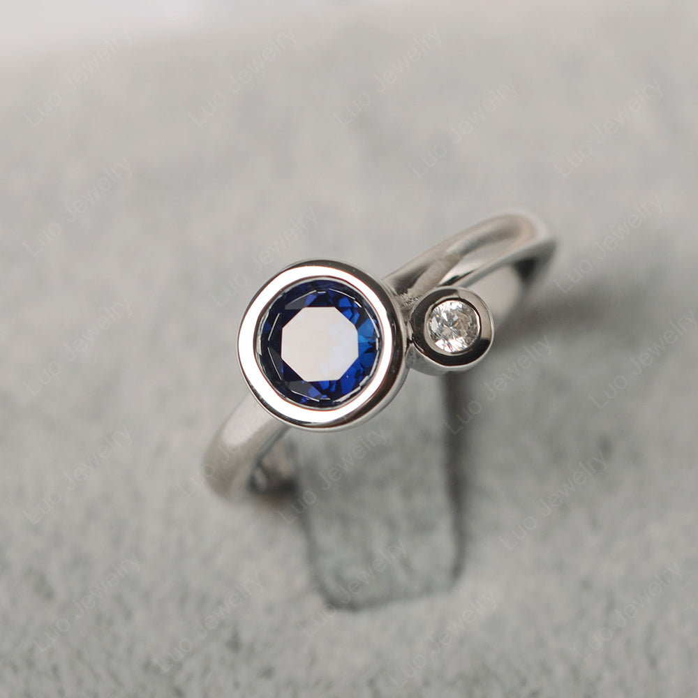 2 Stone Bezel Set Lab Sapphire Mothers Ring - LUO Jewelry