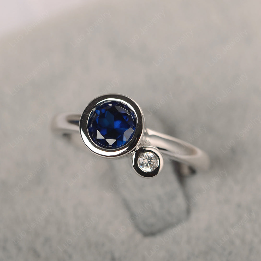 2 Stone Bezel Set Lab Sapphire Mothers Ring - LUO Jewelry