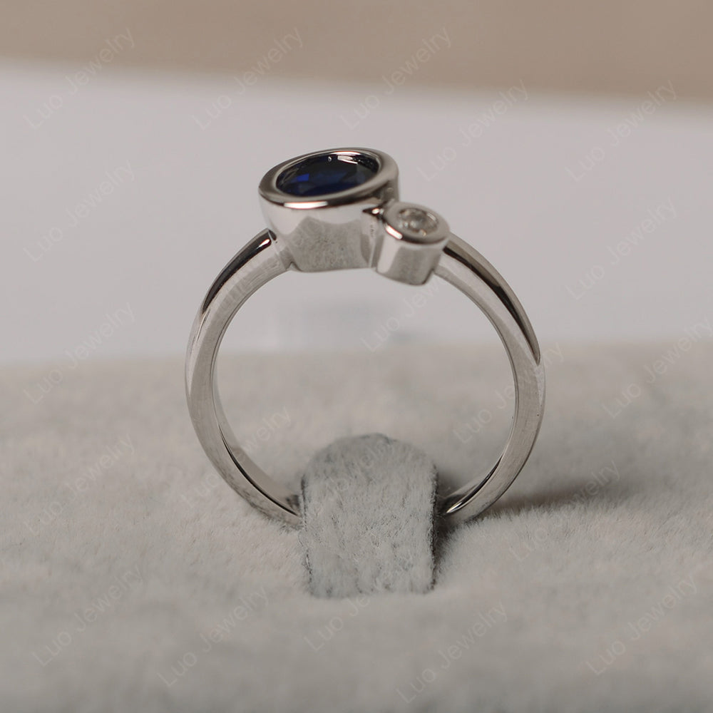 2 Stone Bezel Set Lab Sapphire Mothers Ring - LUO Jewelry