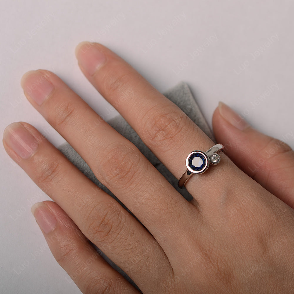 2 Stone Bezel Set Lab Sapphire Mothers Ring - LUO Jewelry