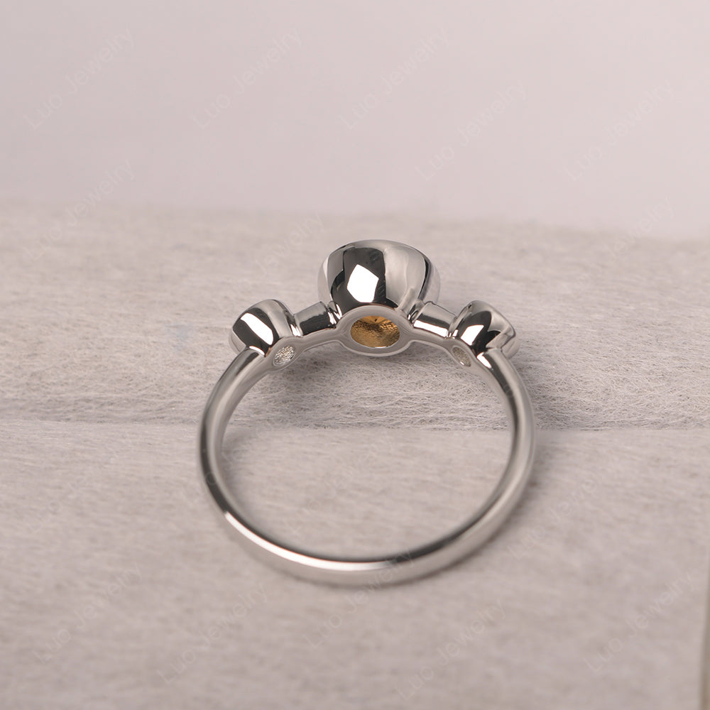 Citrine Wedding Ring 3 Stone Bezel Set Ring - LUO Jewelry