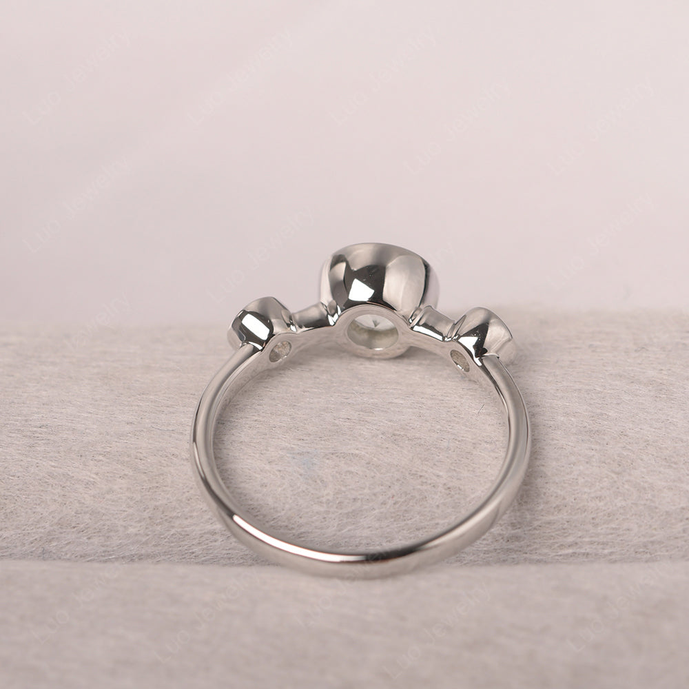 Lemon Quartz Wedding Ring 3 Stone Bezel Set Ring - LUO Jewelry