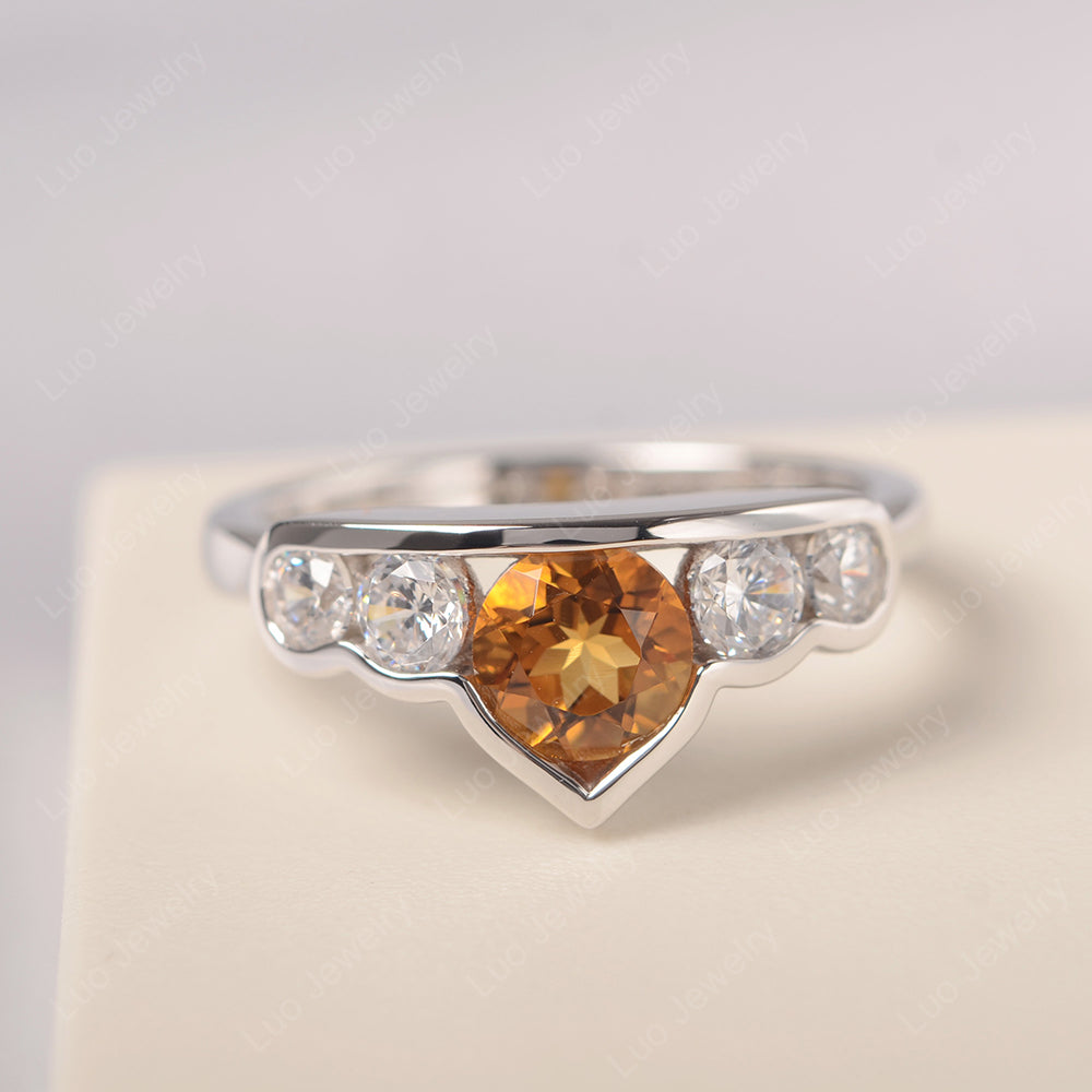 Vintage Citrine Cluster Ring Yellow Gold - LUO Jewelry