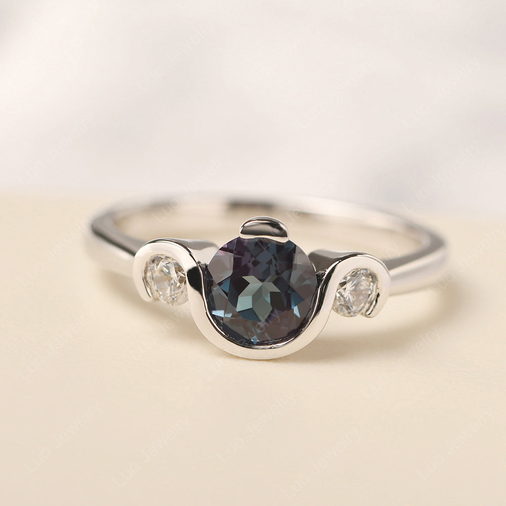 Alexandrite Vintage Bezel Set Engagement Rings - LUO Jewelry