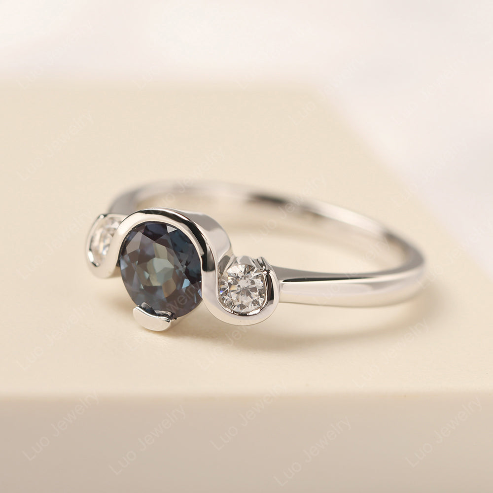 Alexandrite Vintage Bezel Set Engagement Rings - LUO Jewelry