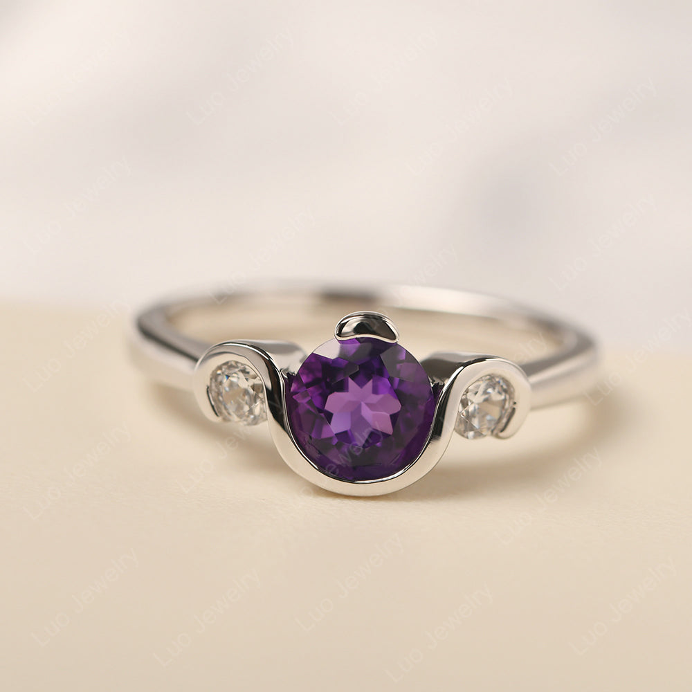 Amethyst Vintage Bezel Set Engagement Rings - LUO Jewelry