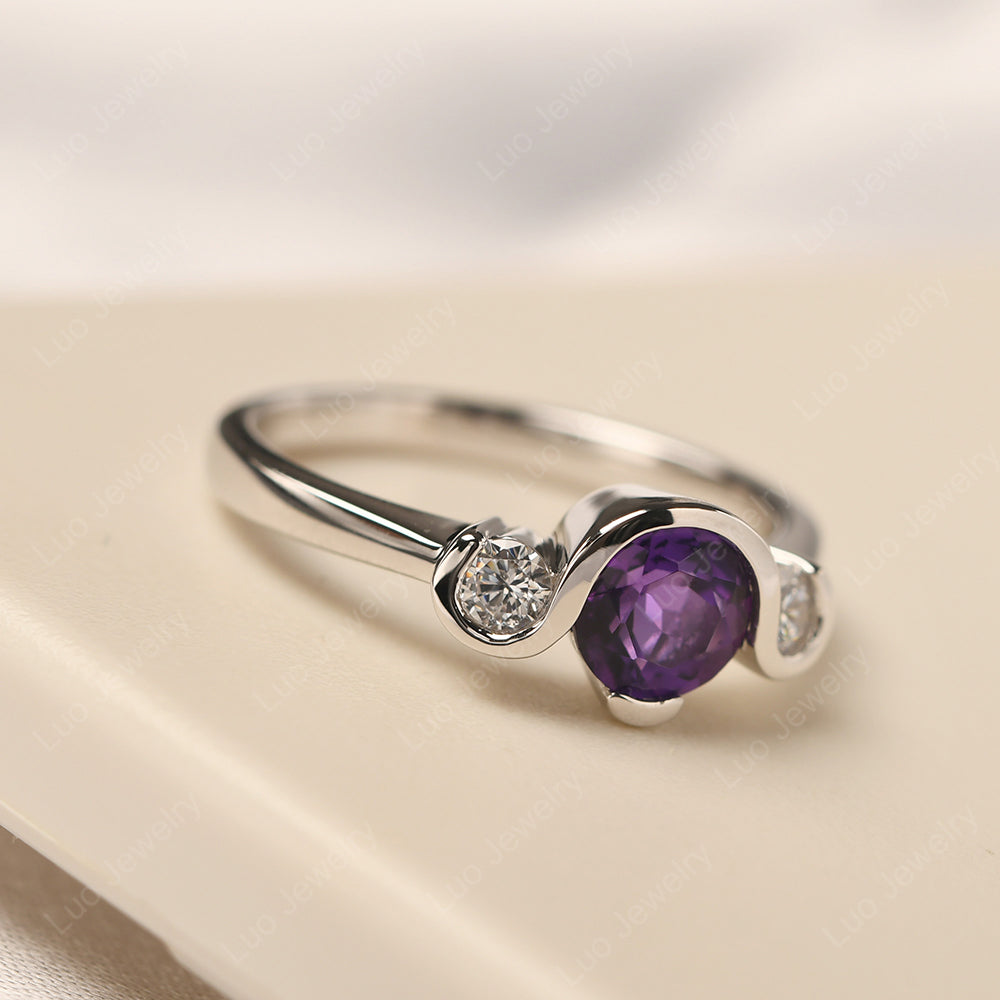 Amethyst Vintage Bezel Set Engagement Rings - LUO Jewelry