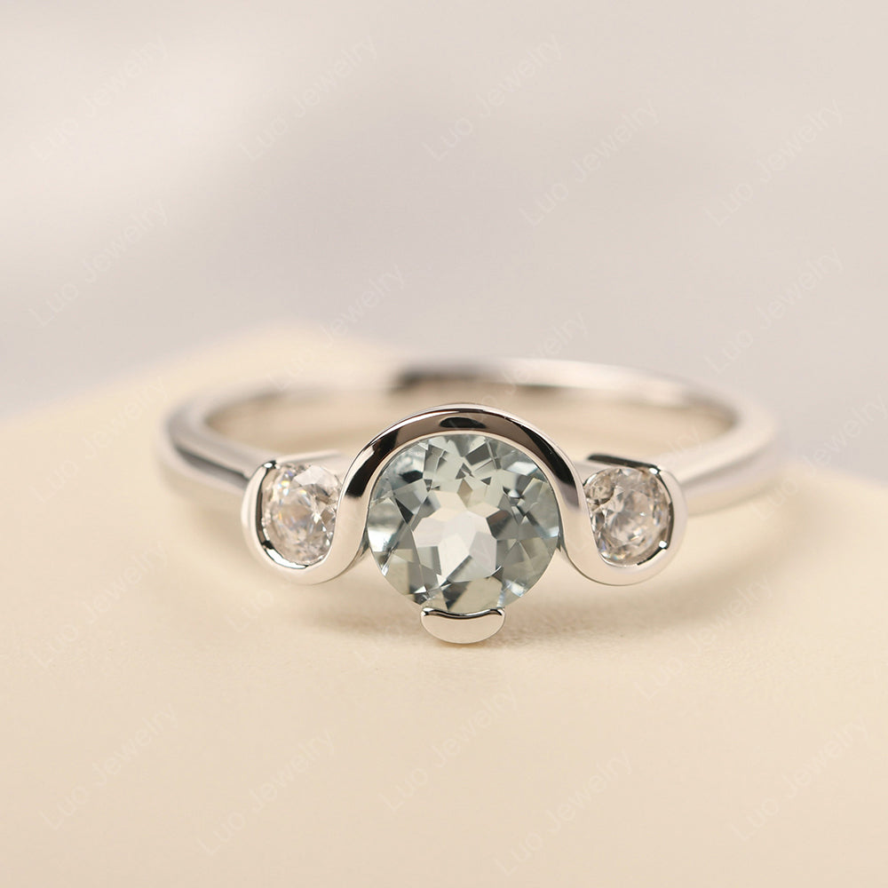 Aquamarine Vintage Bezel Set Engagement Rings - LUO Jewelry