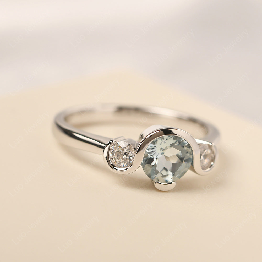 Aquamarine Vintage Bezel Set Engagement Rings - LUO Jewelry