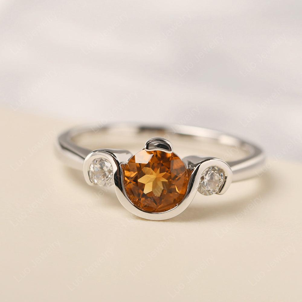 Citrine Vintage Bezel Set Engagement Rings - LUO Jewelry