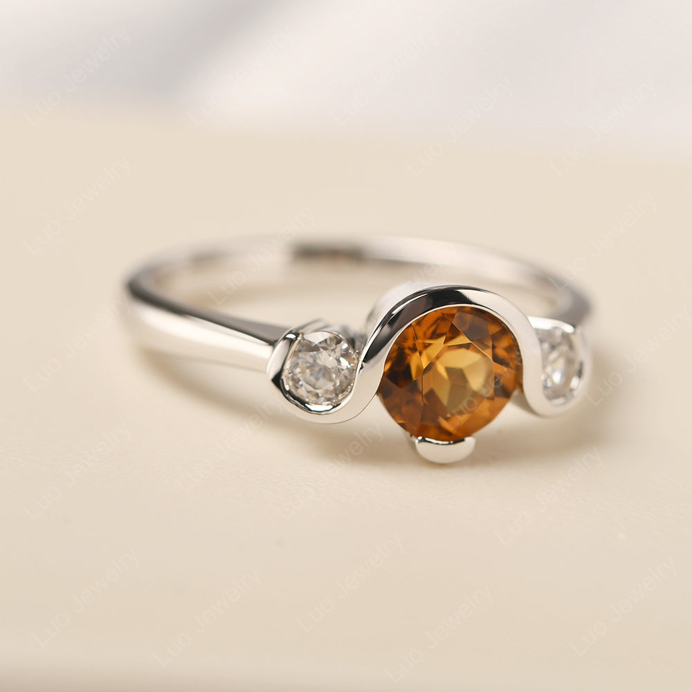 Citrine Vintage Bezel Set Engagement Rings - LUO Jewelry