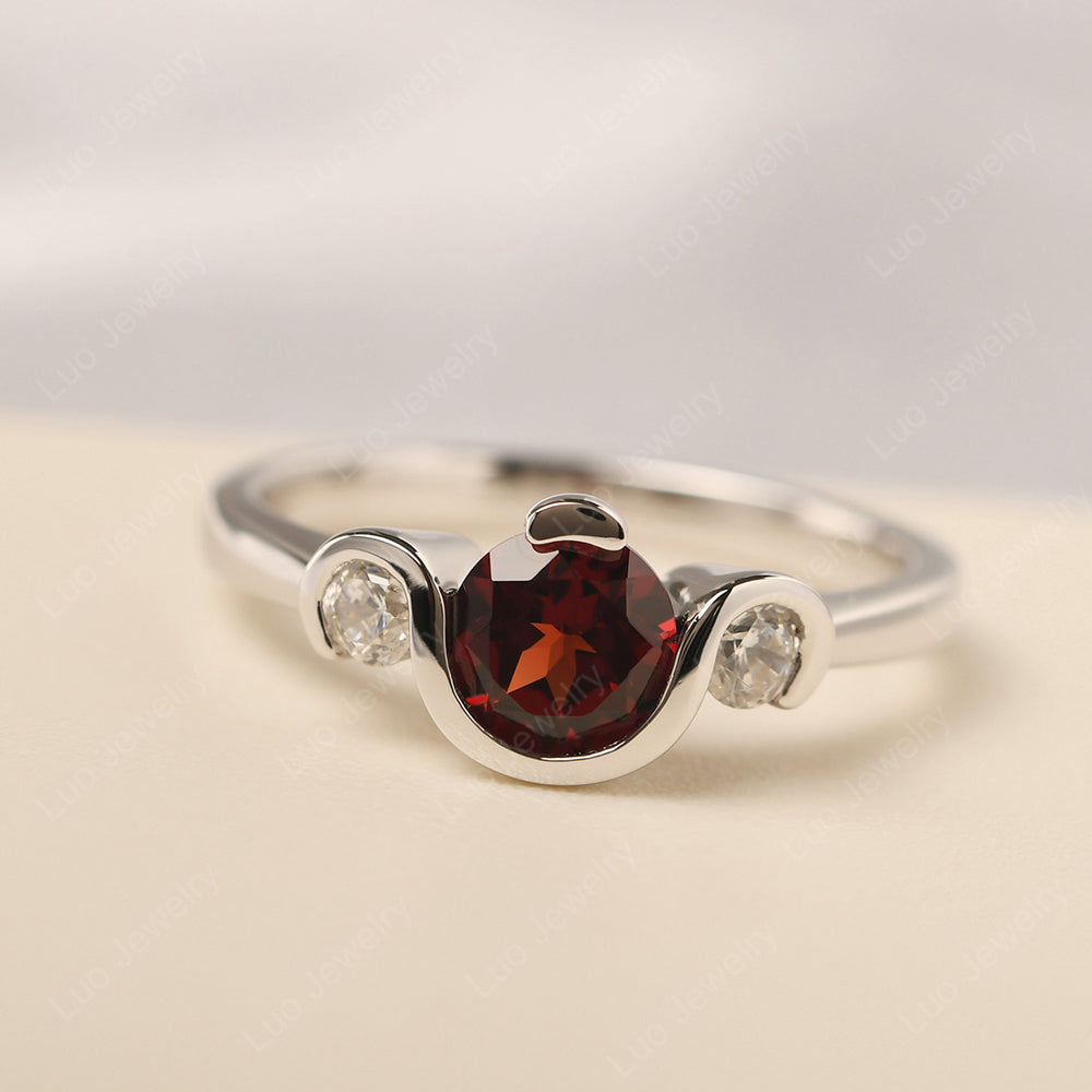 Garnet Vintage Bezel Set Engagement Rings - LUO Jewelry