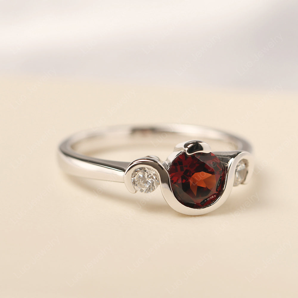 Garnet Vintage Bezel Set Engagement Rings - LUO Jewelry