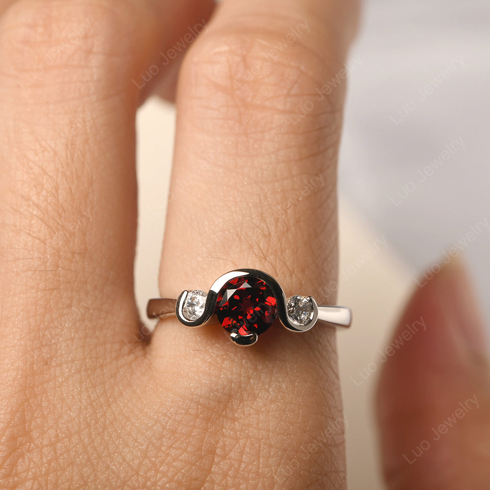 Garnet Vintage Bezel Set Engagement Rings - LUO Jewelry