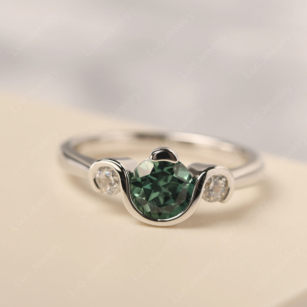 Green Sapphire Vintage Bezel Set Engagement Rings - LUO Jewelry