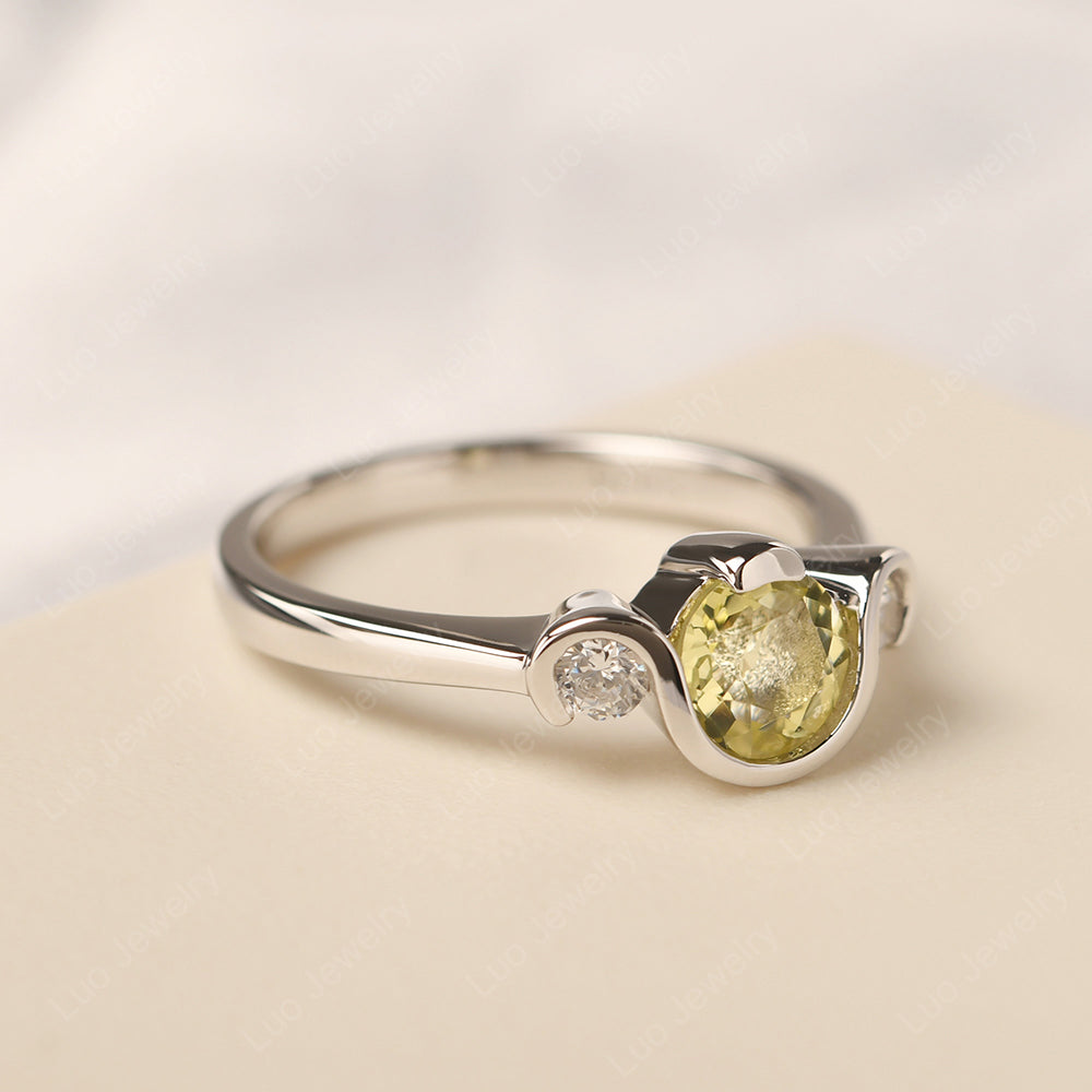 Lemon Quartz Vintage Bezel Set Engagement Rings - LUO Jewelry
