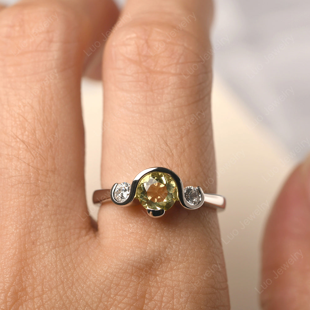 Lemon Quartz Vintage Bezel Set Engagement Rings - LUO Jewelry