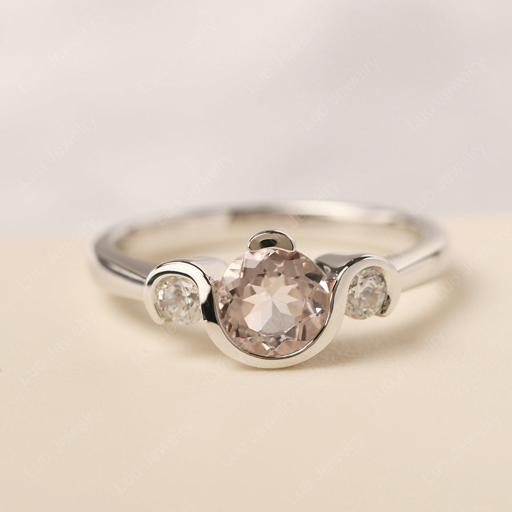 Morganite Vintage Bezel Set Engagement Rings - LUO Jewelry