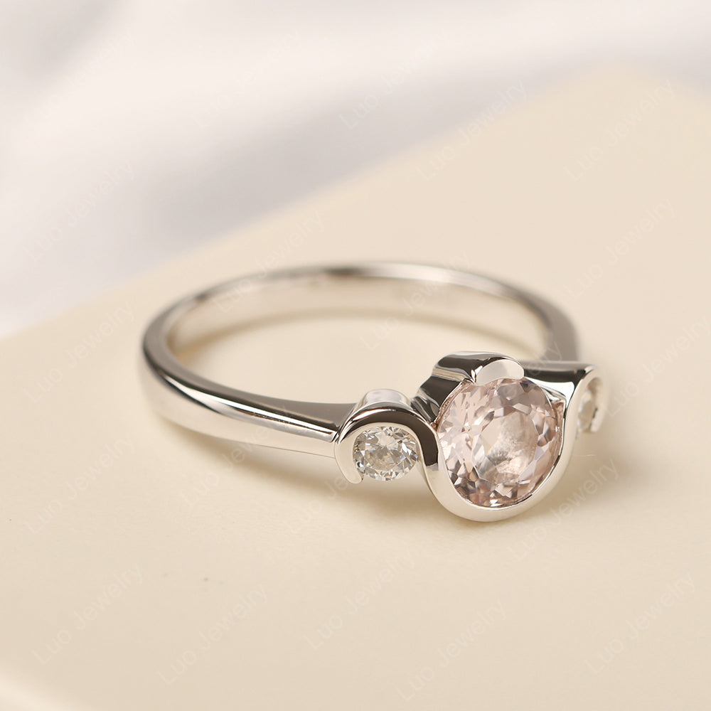 Morganite Vintage Bezel Set Engagement Rings - LUO Jewelry