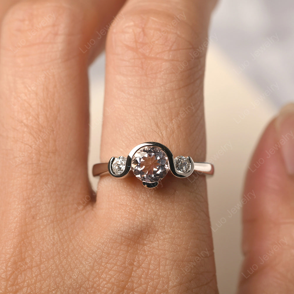 Morganite Vintage Bezel Set Engagement Rings - LUO Jewelry