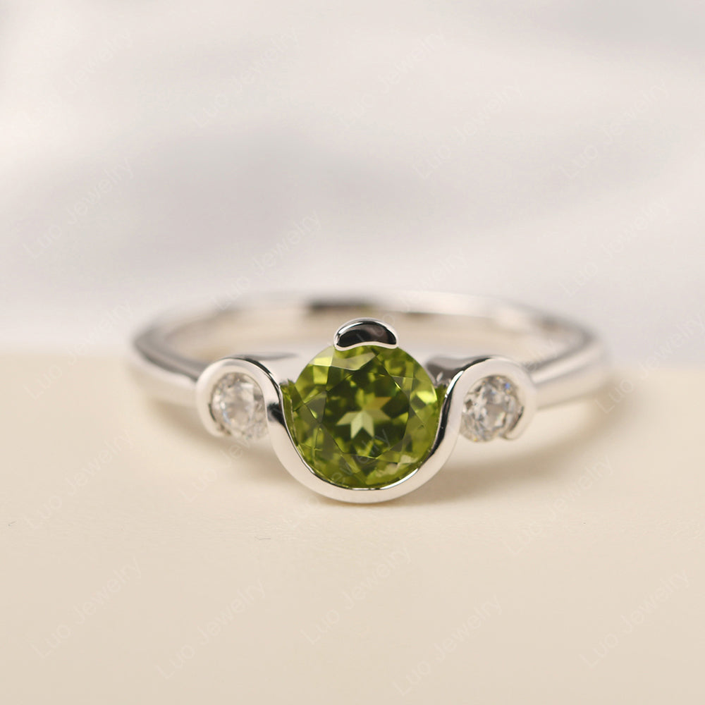 Peridot Vintage Bezel Set Engagement Rings - LUO Jewelry