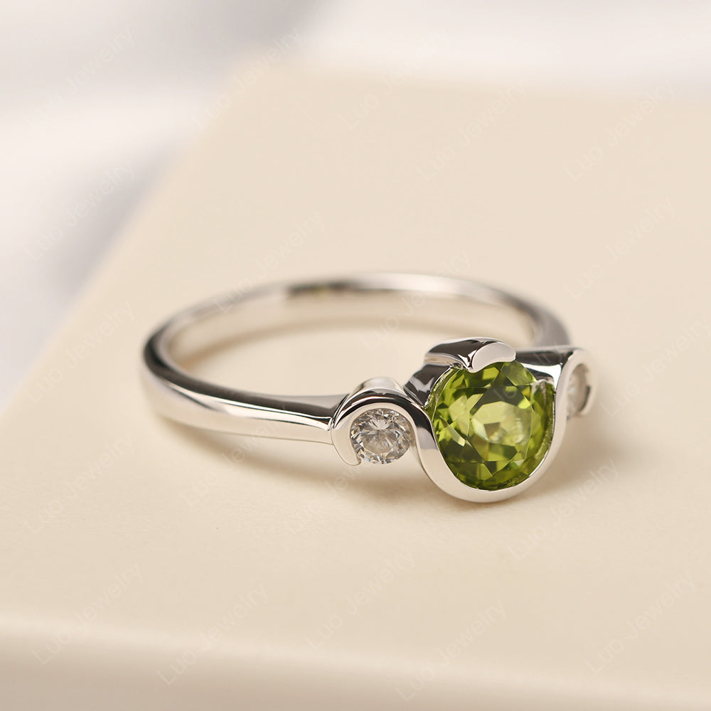 Peridot Vintage Bezel Set Engagement Rings - LUO Jewelry