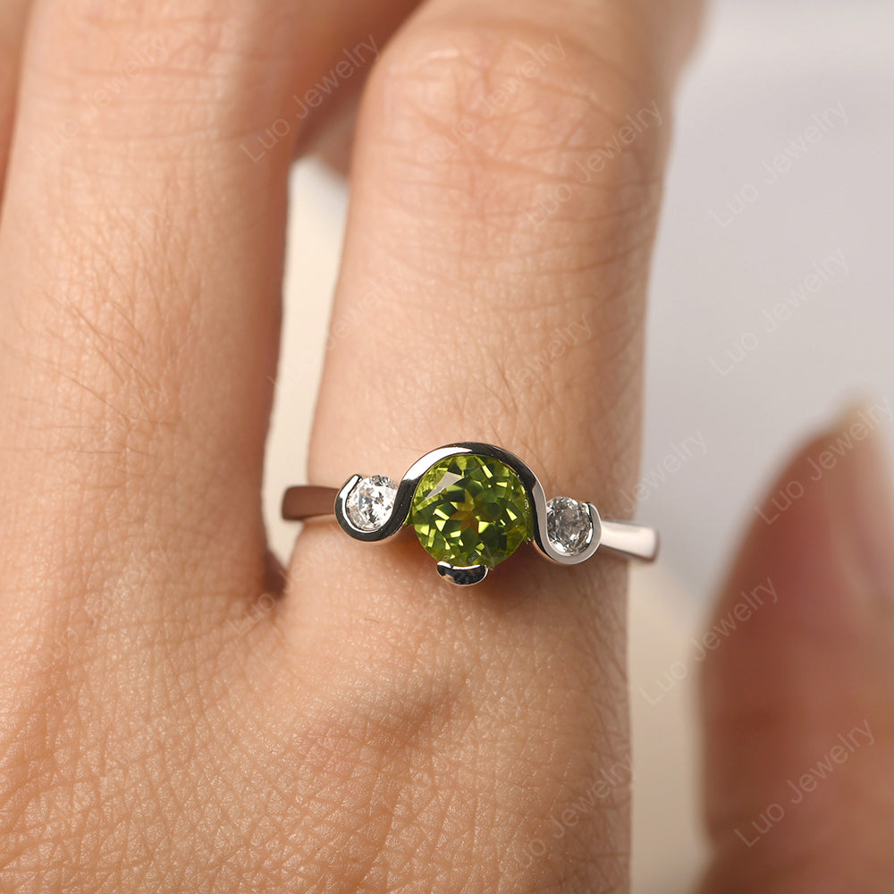 Peridot Vintage Bezel Set Engagement Rings - LUO Jewelry