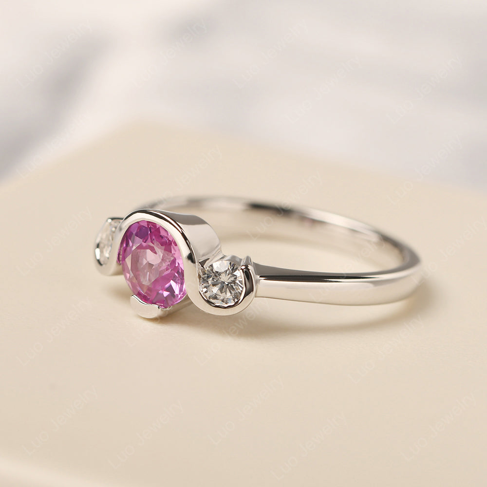 Pink Sapphire Vintage Bezel Set Engagement Rings - LUO Jewelry