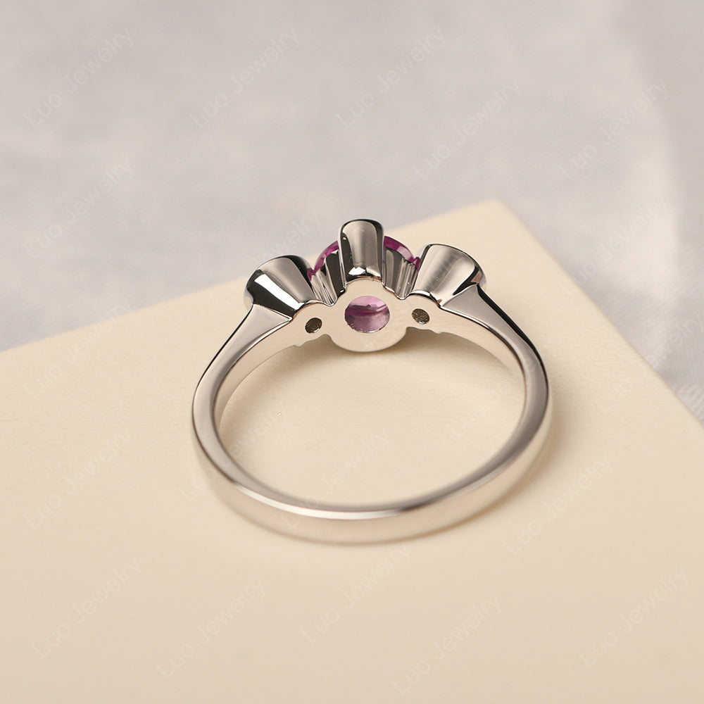 Pink Sapphire Vintage Bezel Set Engagement Rings - LUO Jewelry