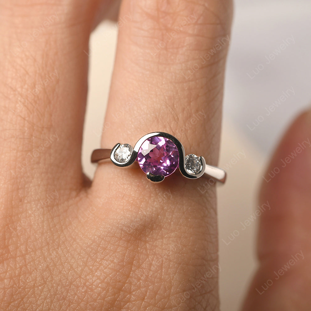 Pink Sapphire Vintage Bezel Set Engagement Rings - LUO Jewelry