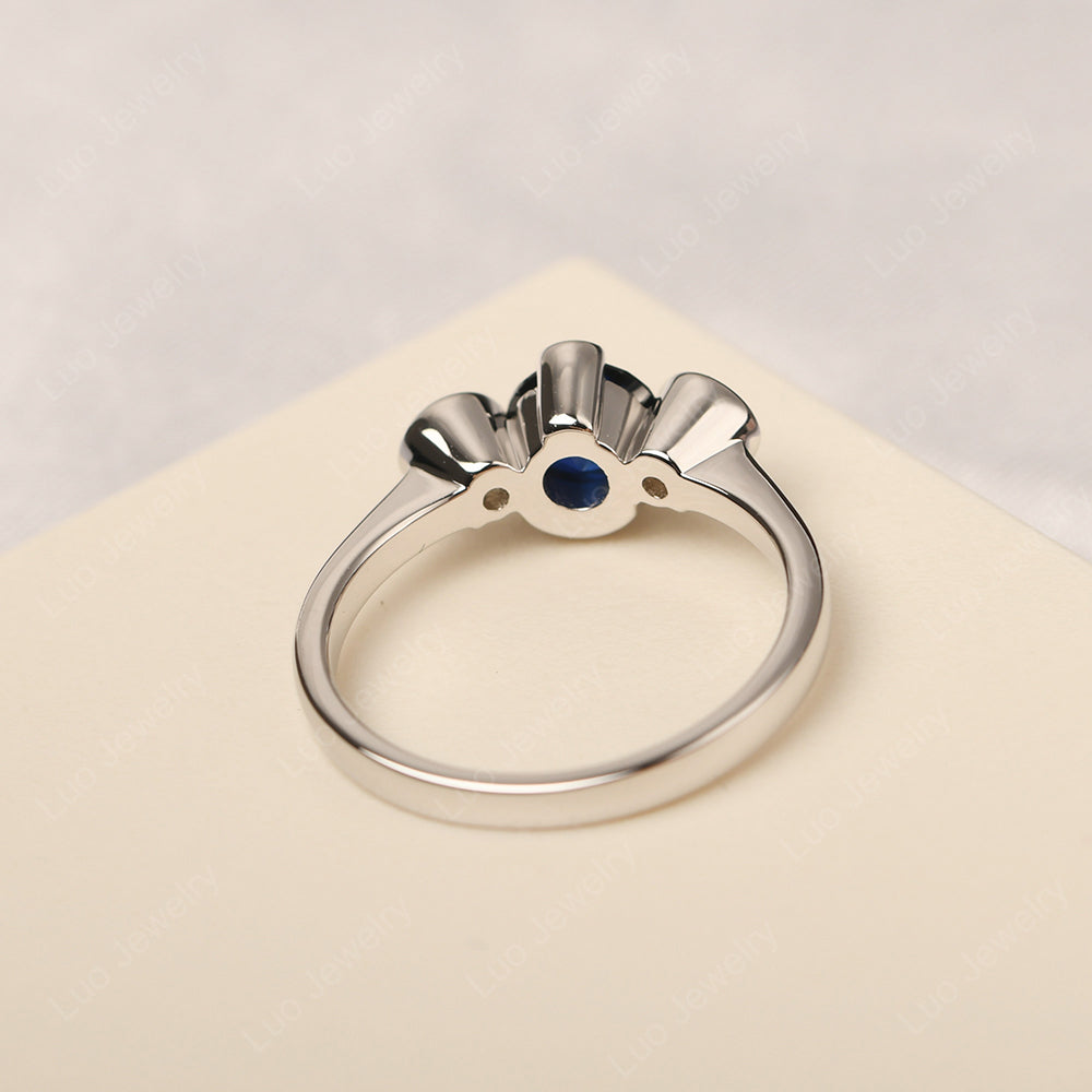 Lab Sapphire Vintage Bezel Set Engagement Rings - LUO Jewelry