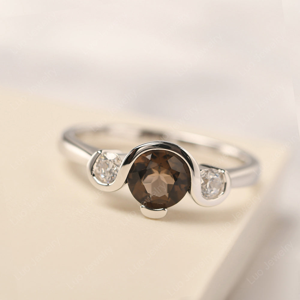 Smoky Quartz  Vintage Bezel Set Engagement Rings - LUO Jewelry