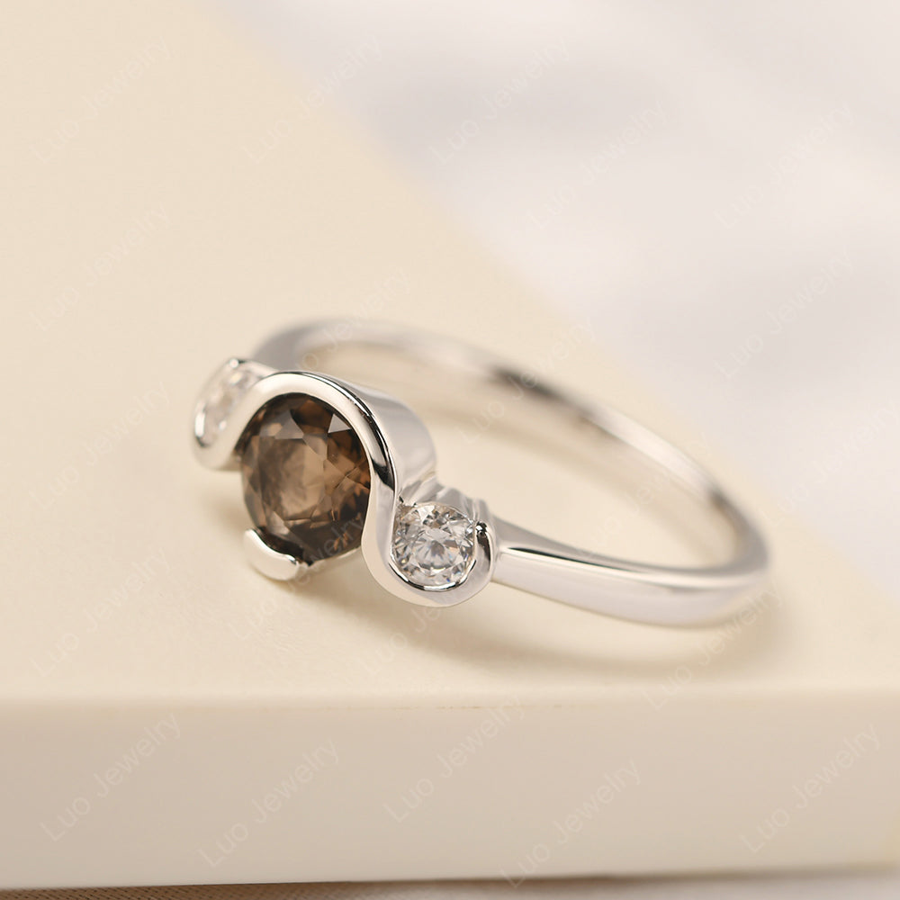 Smoky Quartz  Vintage Bezel Set Engagement Rings - LUO Jewelry